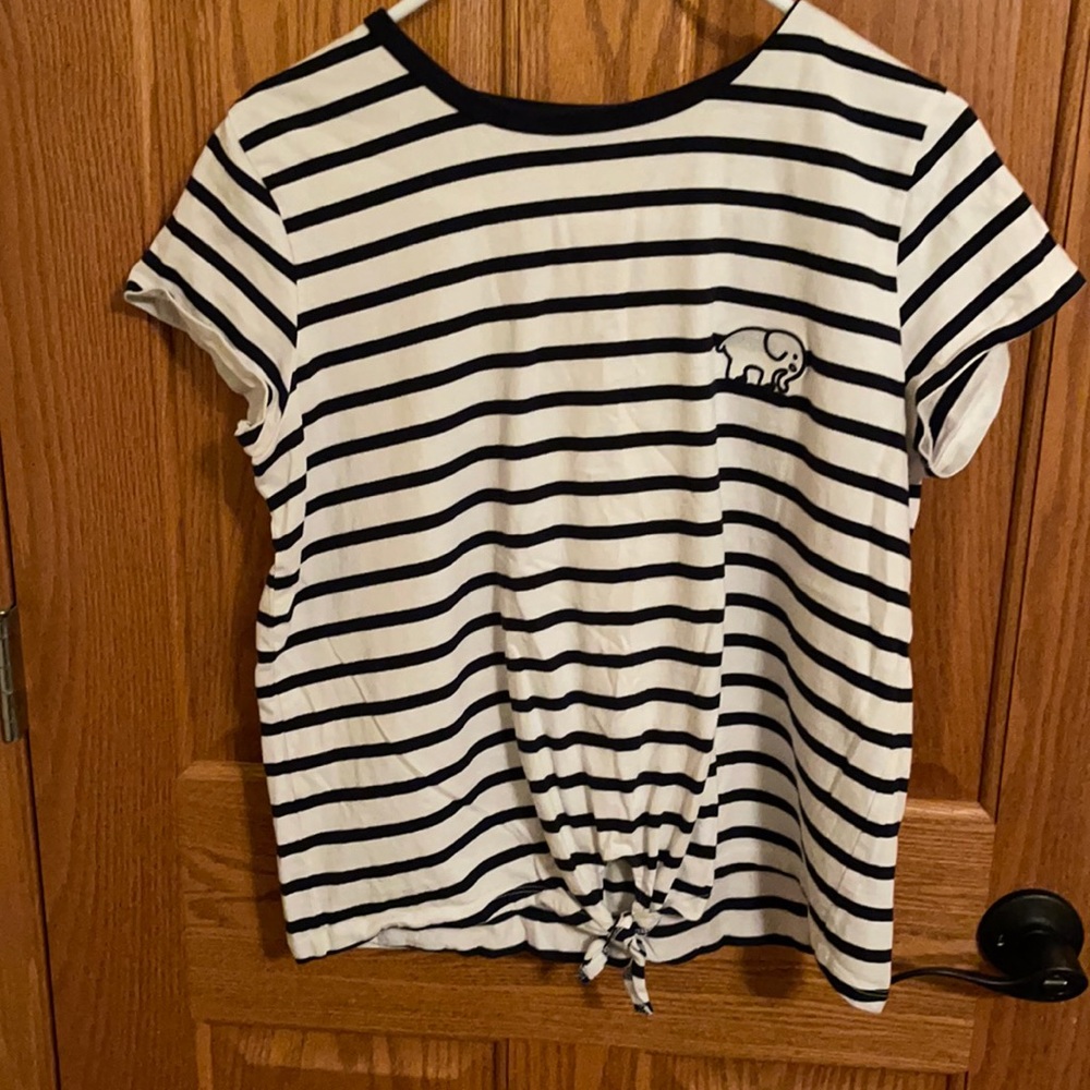 ivory ella slightly cropped striped top